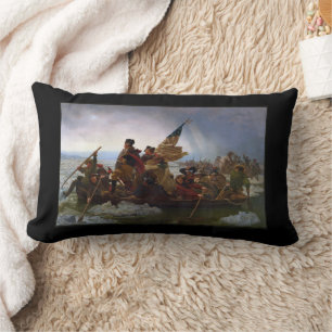 Crossing Delaware 1776: General George Washington Lumbar Pillow