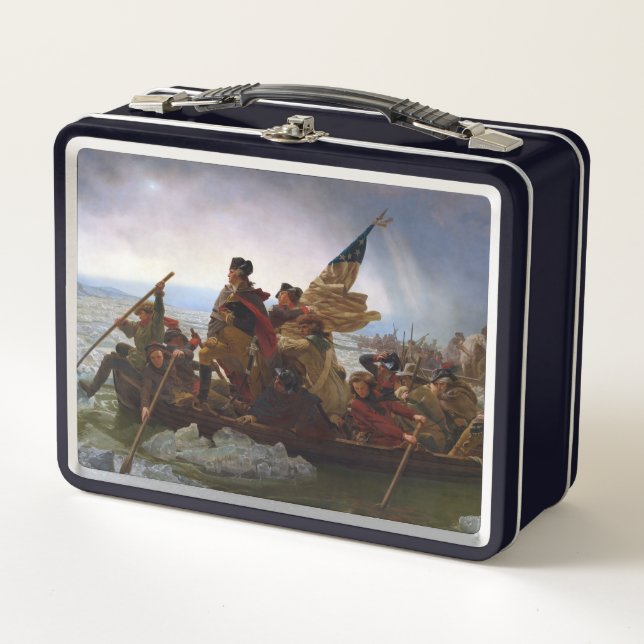 Crossing Delaware 1776: General George Washington Metal Lunch Box (Front)