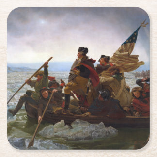 Crossing Delaware 1776: General George Washington Square Paper Coaster