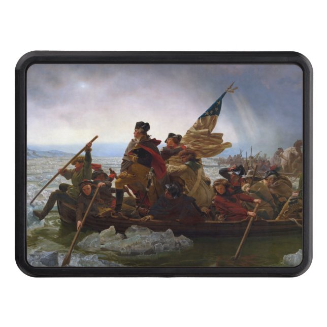 Crossing Delaware 1776: General George Washington Trailer Hitch Cover (Front)