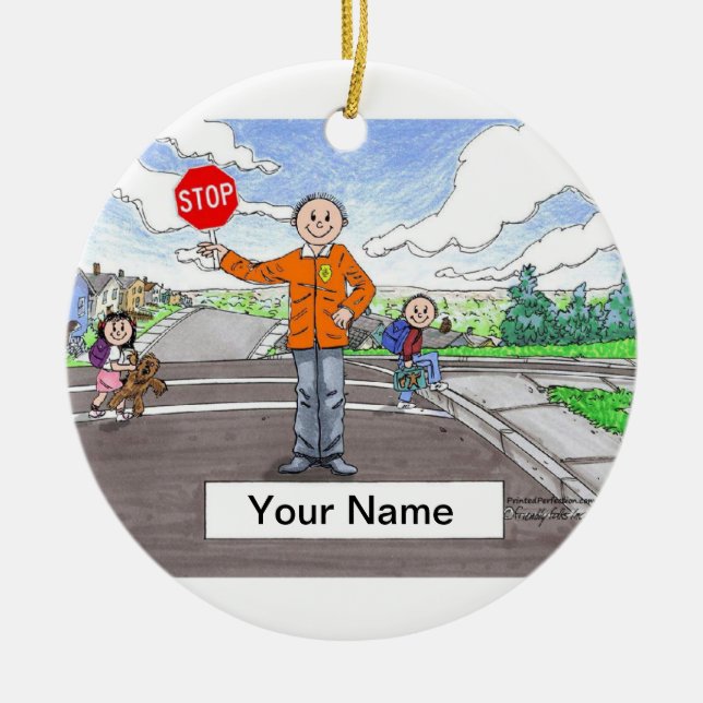 Crossing Guard - Male Ceramic Ornament (Front)
