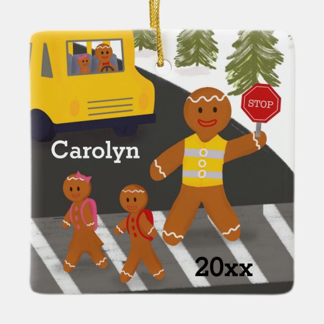 Crossing Guard Personalized Crosswalk Attendant Ceramic Ornament (Front)