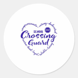 Crossing guard, school crossing guard classic round sticker