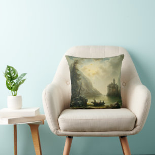 Crossing in a Moonlit Night – Albert Rieger Throw Pillow