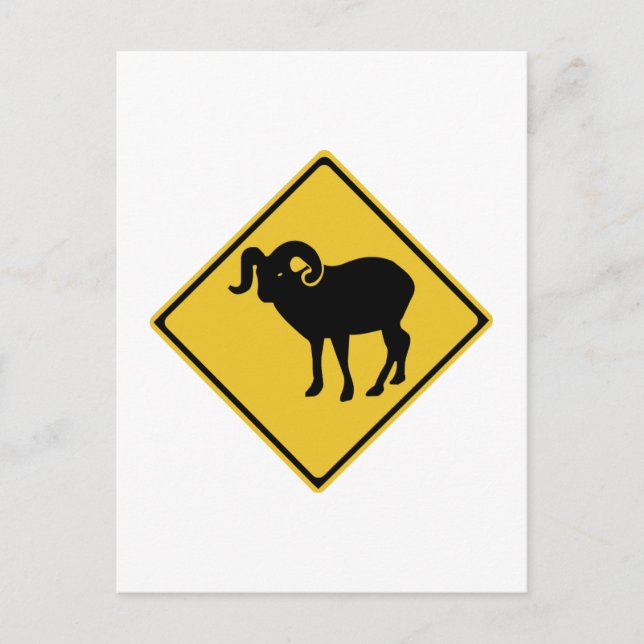 Crossing Mountain Goats, Traffic Sign, Canada Postcard (Front)