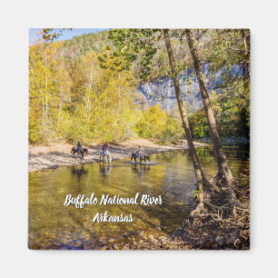 Crossing The Buffalo River Square Magnet