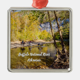 Crossing The Buffalo River Square Ornament