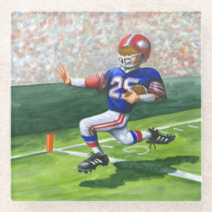 Crossing the Goal Line for a Touchdown Glass Coaster