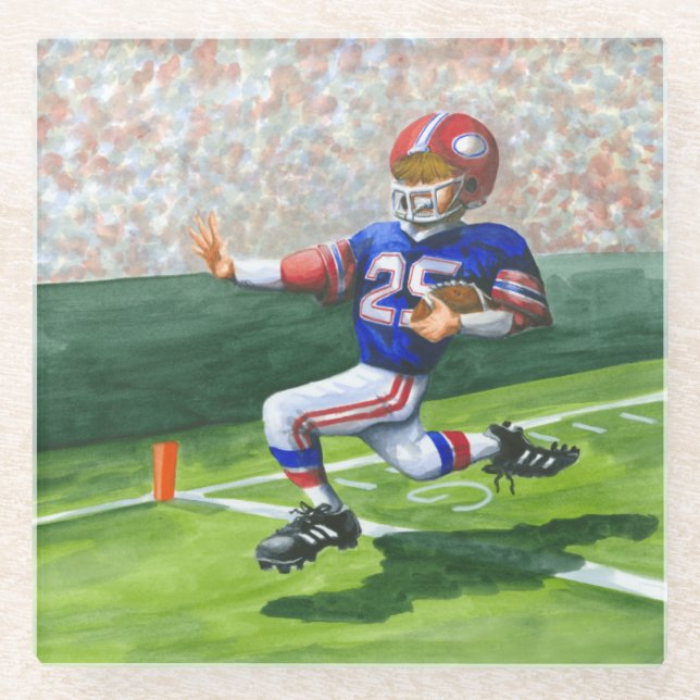 Crossing the Goal Line for a Touchdown Glass Coaster (Front)