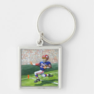 Crossing the Goal Line for a Touchdown Keychain