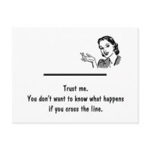 Crossing the Line Postcard with Retro Woman