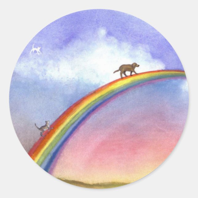 Crossing The Rainbow Bridge  Classic Round Sticker (Front)