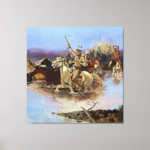 “Crossing the River” by Charles M Russell Canvas Print