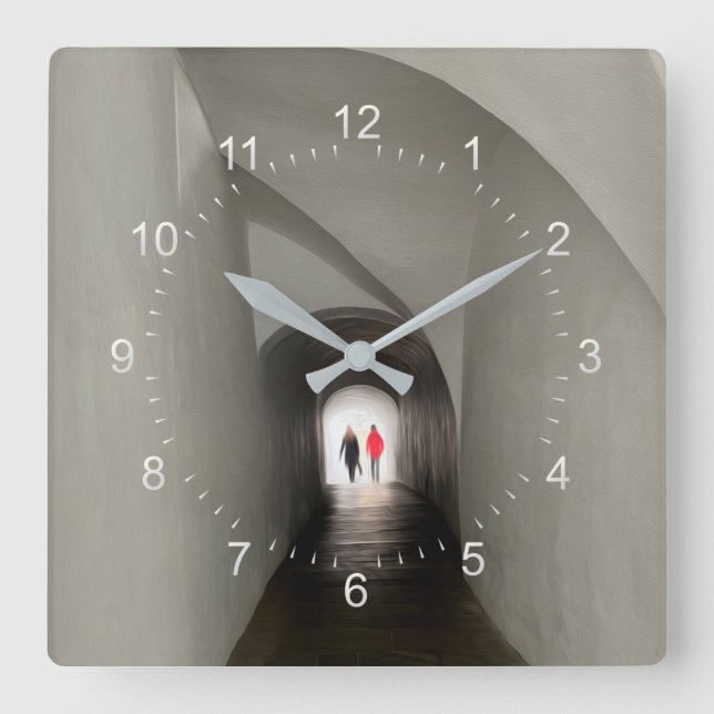 Crossing the tunnel square wall clock (Front)