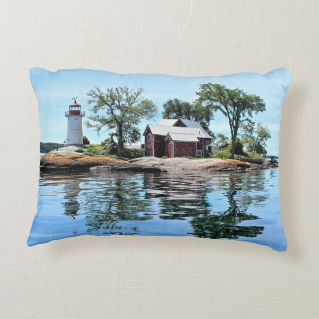 Crossover Island Lighthouse New York Accent Pillow (Back)