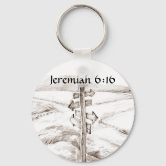 Crossroads, Jeremiah 6:16 a.m. Keychain
