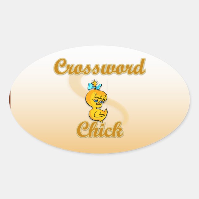 Crossword Chick Oval Sticker (Front)
