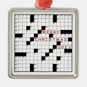 Crossword Puzzle ~ Changeable Year Metal Ornament