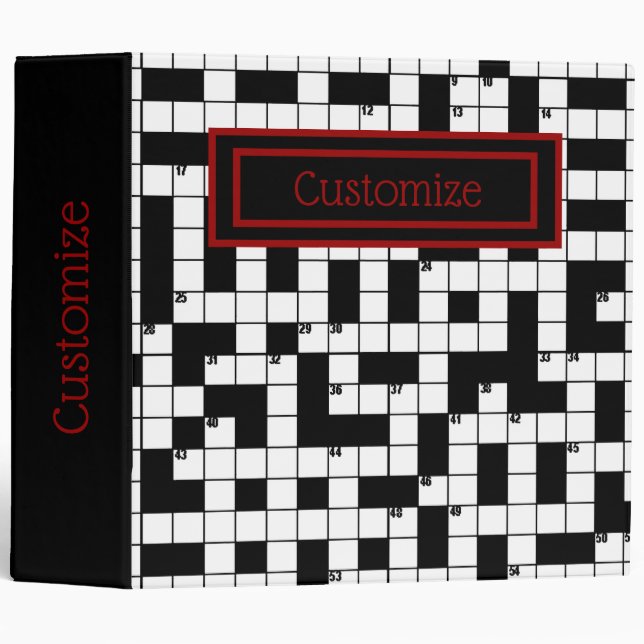 Crossword Puzzle Grid Pattern Binder (Front/Spine)