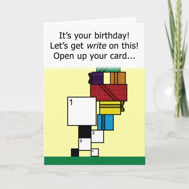 Crossword Puzzle Happy Birthday Card (7x7 Grid) (Front)