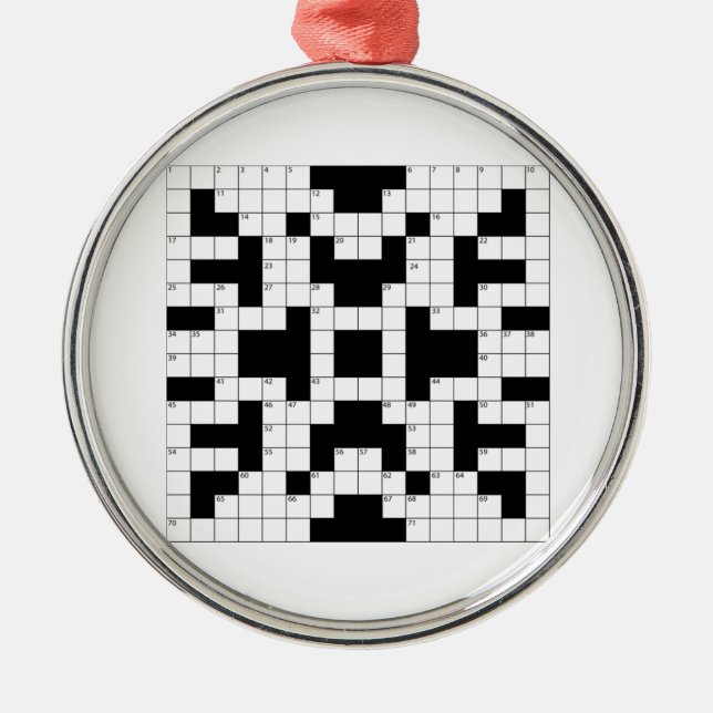 Crossword Puzzle Metal Ornament (Front)