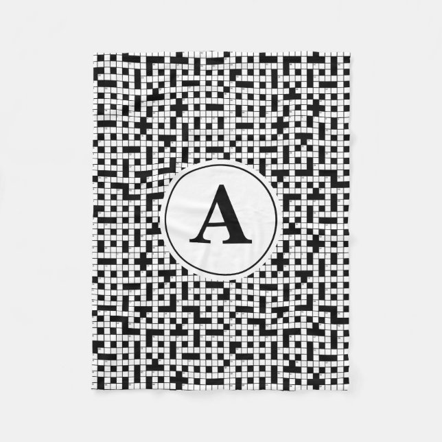 Crossword Puzzle Monogram Fleece Blanket (Front)
