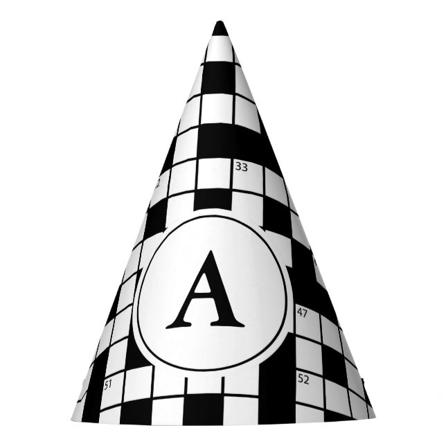 Crossword Puzzle Monogram Party Hat (Front)