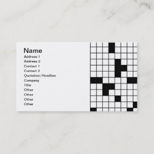 CROSSWORD PUZZLE PATTERN GRAPHICS GAMES FUN WORDS BUSINESS CARD