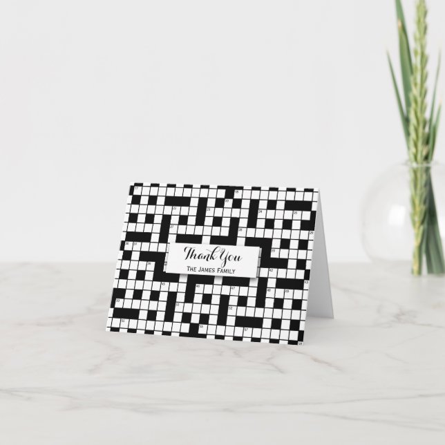 Crossword Puzzle Personalized Thank You Card (Front)