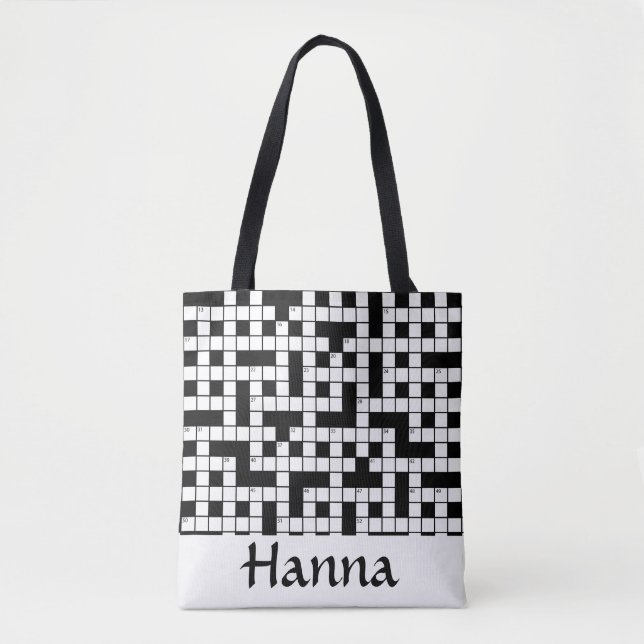 Crossword Puzzle Personalized Tote Bag (Front)