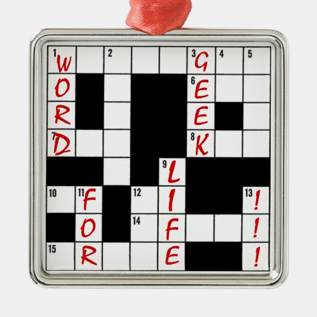 Crossword Puzzle Word Geek For Life Metal Ornament (Front)