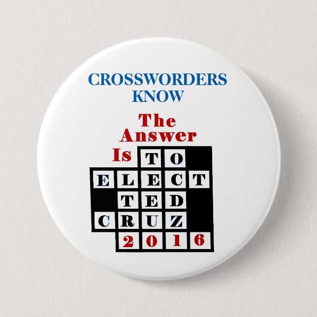 Crossword Puzzlers for Cruz 3 Inch Round Button (Front)
