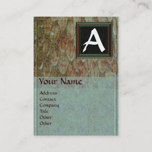 CROTALUS/GREY BROWN SNAKESKIN SQUARE MONOGRAM BUSINESS CARD