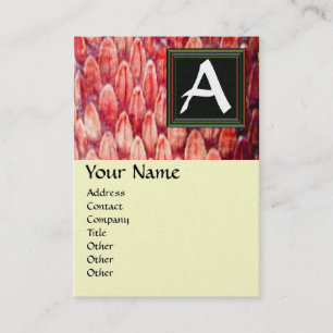 CROTALUS MONOGRAM ,red platinum metallic paper Business Card