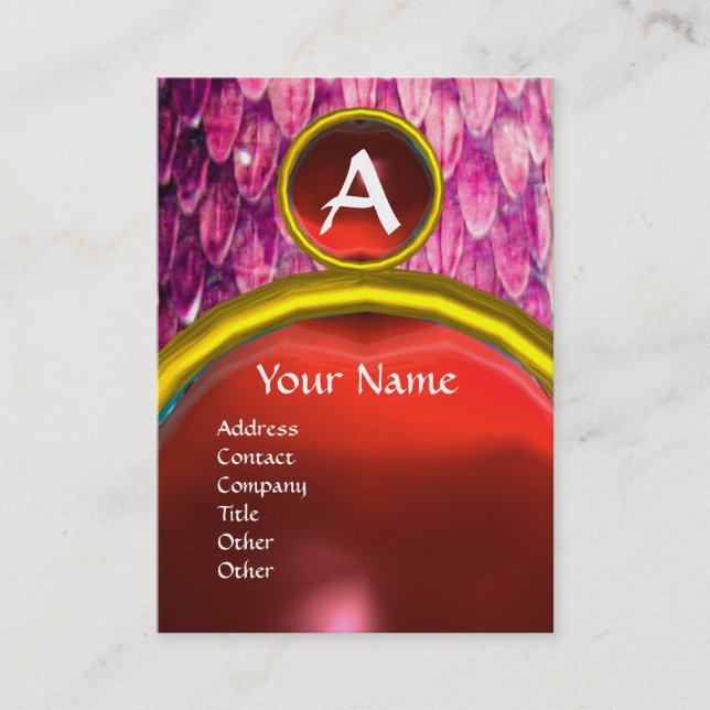 CROTALUS MONOGRAM TOPAZ ,bright red Business Card (Front)
