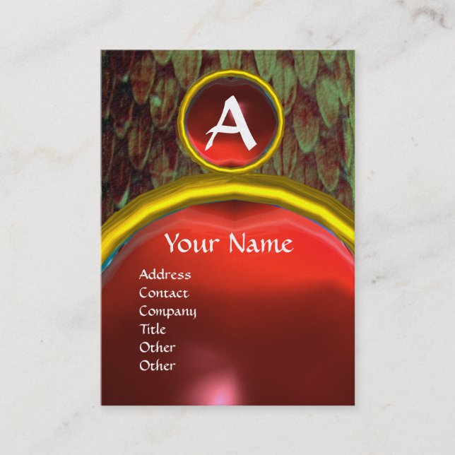 CROTALUS MONOGRAM TOPAZ ,bright red grey Business Card (Front)