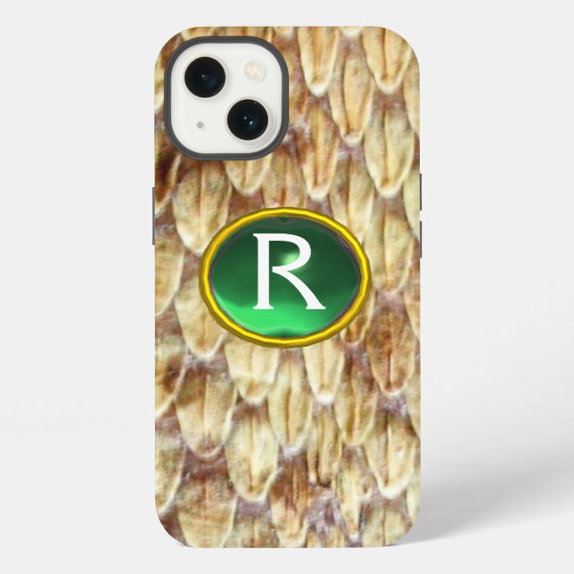 CROTALUS Printed Snake Skin Green Gem Monogram iPhone Case (Back)