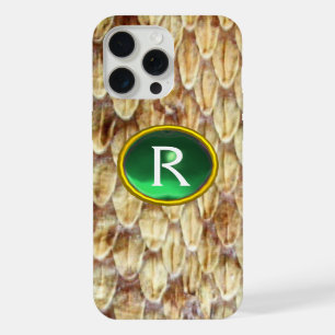 CROTALUS Printed Snake Skin Green Gem Monogram iPhone 15 Pro Max Case