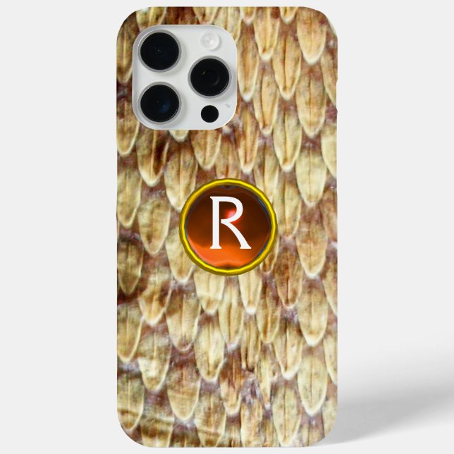 CROTALUS Printed Snake Skin Orange Gem Monogram Case-Mate iPhone Case (Back)