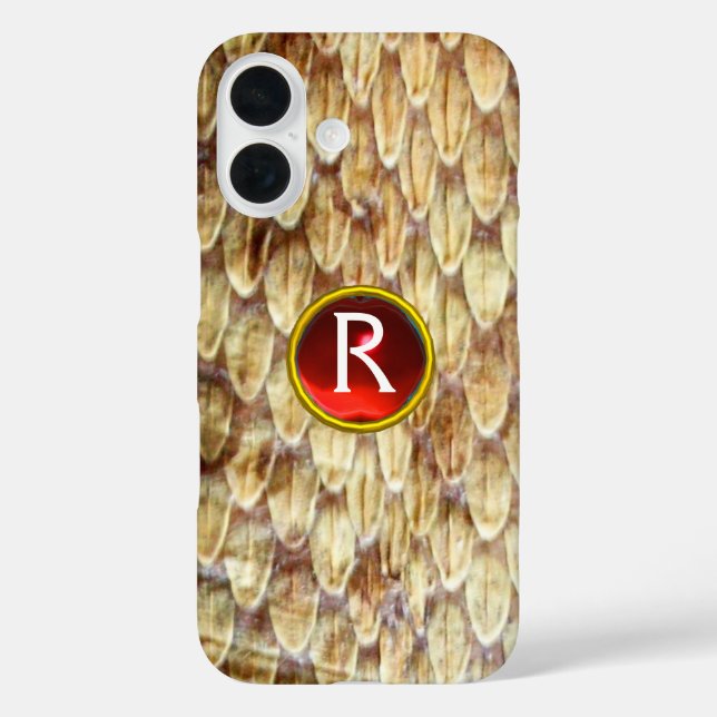 CROTALUS Printed Snake Skin Red Ruby Gem Monogram Case-Mate iPhone Case (Back)