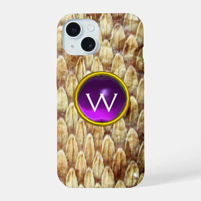 CROTALUS PURPLE GEM MONOGRAM  iPhone 15 CASE (Back)