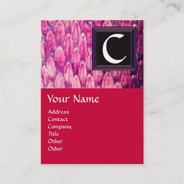 CROTALUS SQUARE MONOGRAM , bold black pink red Business Card (Front)
