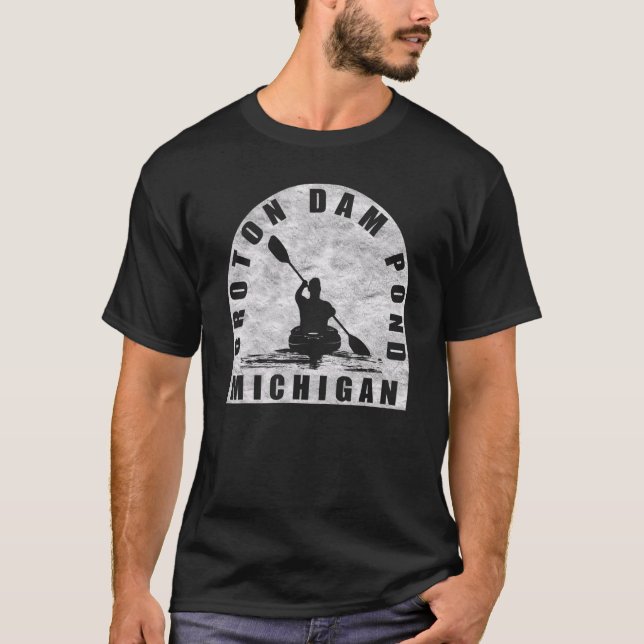 Croton Dam Pond Kayaking Michigan T-Shirt (Front)