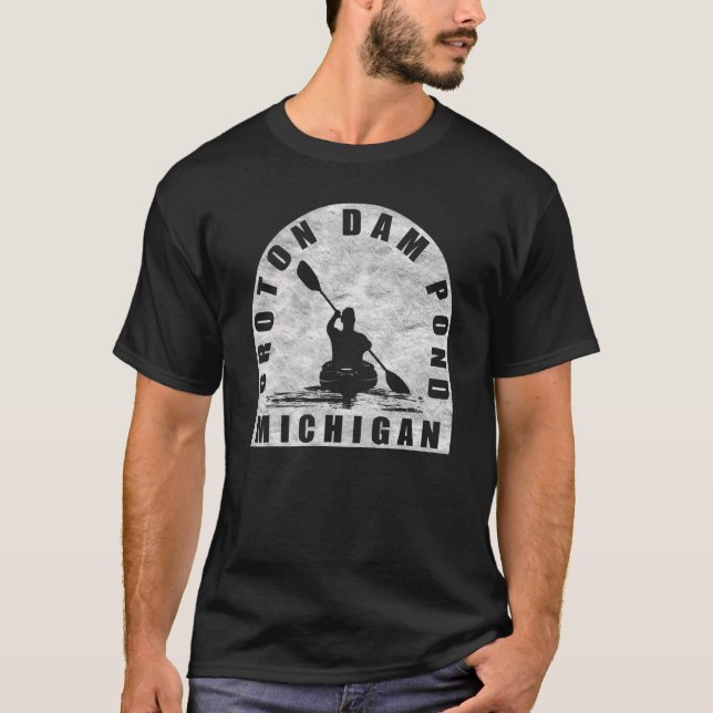 Croton Dam Pond Kayaking Michigan T-Shirt (Front)