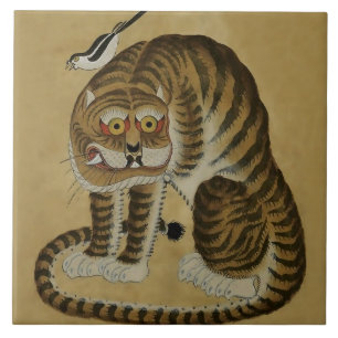 Crouching Tiger Minhwa with Magpie Tile