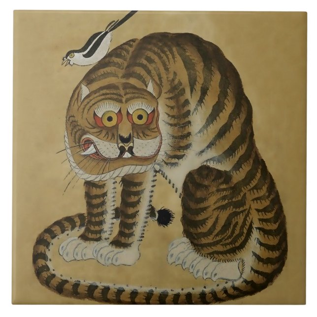 Crouching Tiger Minhwa with Magpie Tile (Front)