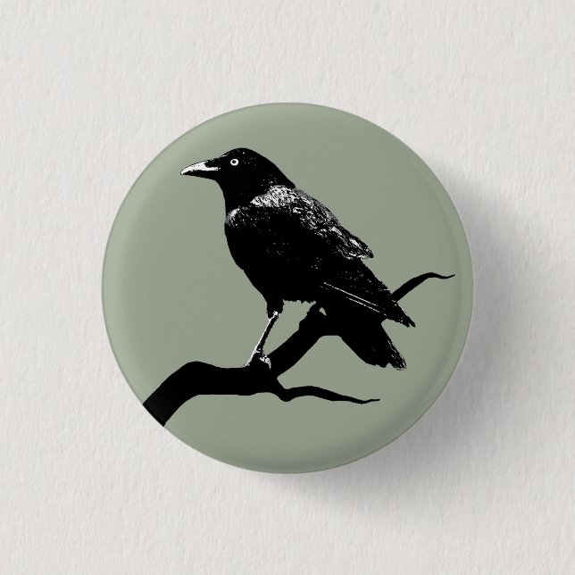Crow 1 Inch Round Button (Front)