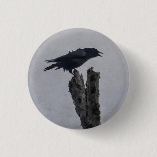 Crow 1 Inch Round Button
