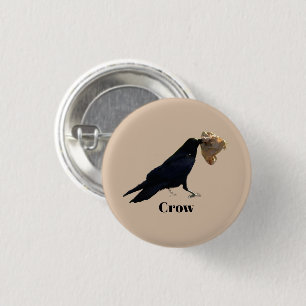 Crow 1 Inch Round Button