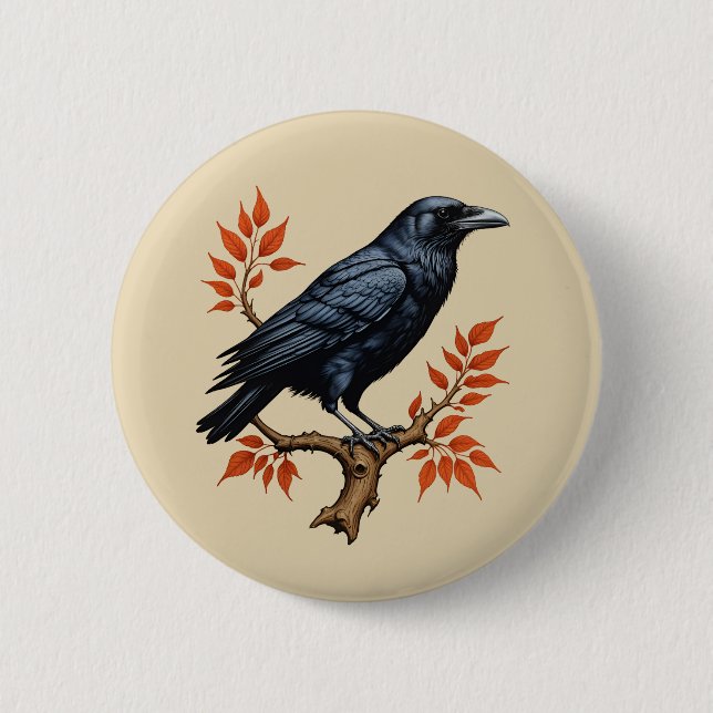 Crow 2 Inch Round Button (Front)